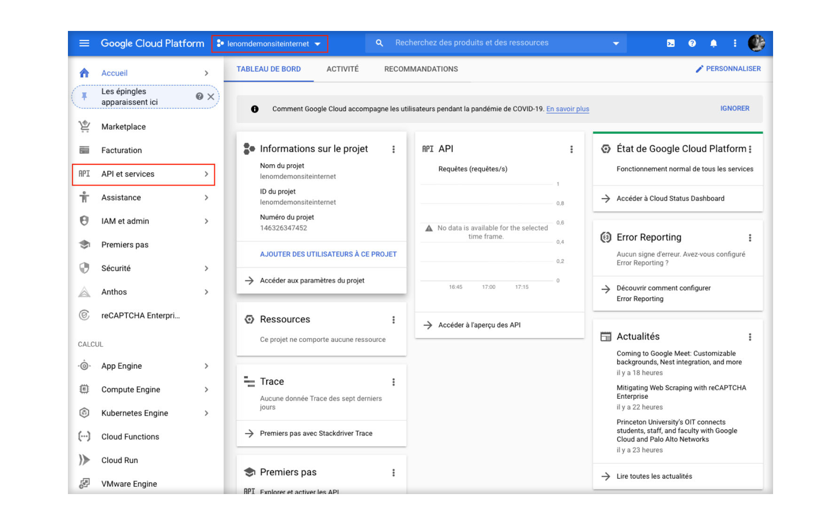 Google Maps sur-mesure - rubrique API et services