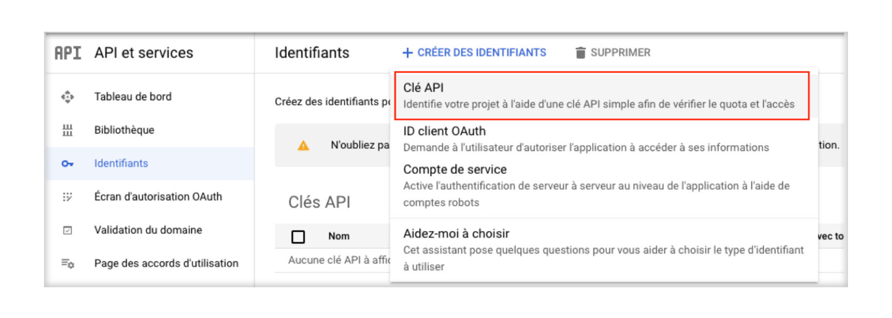 Associer une clé API au site internet qui va utiliser l’API Google Maps