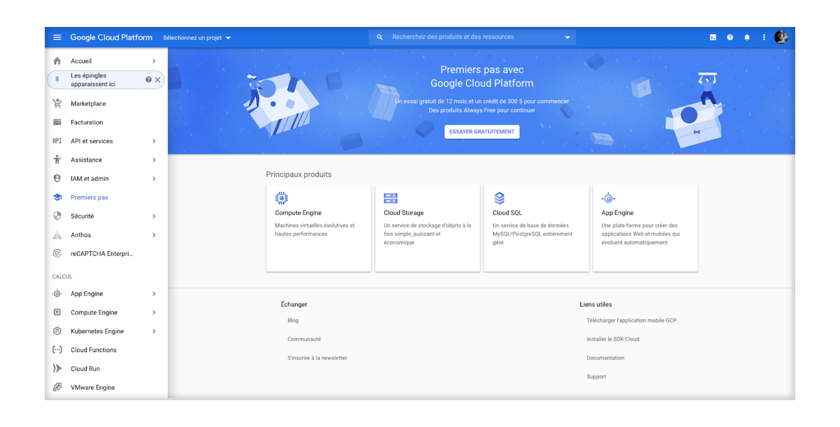 Capture de la Google cloud plateform pour l’utilisation de l’API Google maps